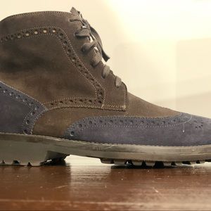Wexford Per Tucci Brogue Wingtip Suede Boots Brown/Navy  Size 42